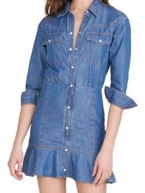 Veronica Beard Denim Shirt Dress Size 4 Mura Coastal Chic Lightweight Old Money